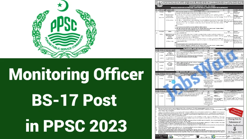 Monitoring Officer BS-17 Post in PPSC 2023