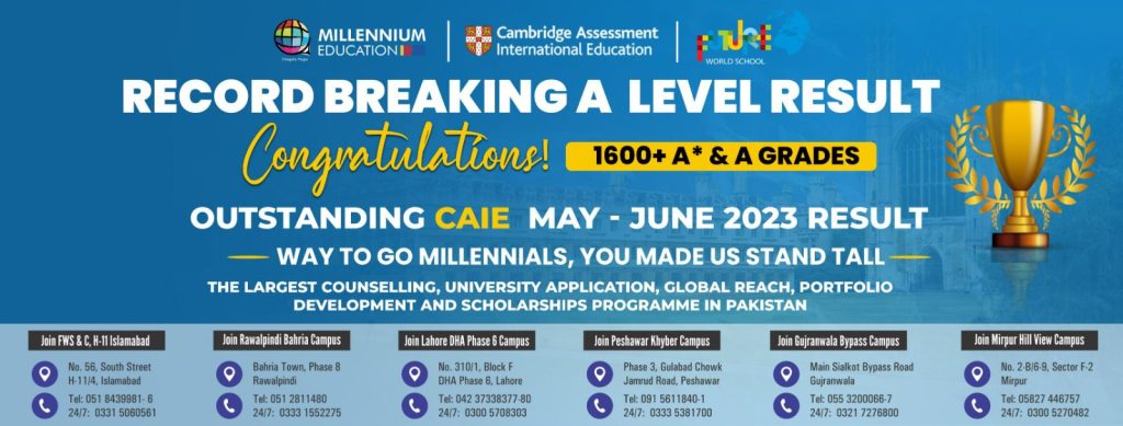 The Millennium Education Secures 1600 A* Grades in CAIE A Level 2023