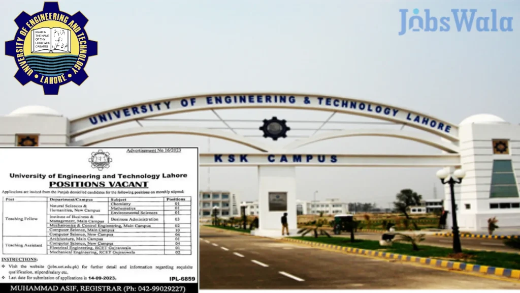 Job Vacancies at University of UET Lahore 2023