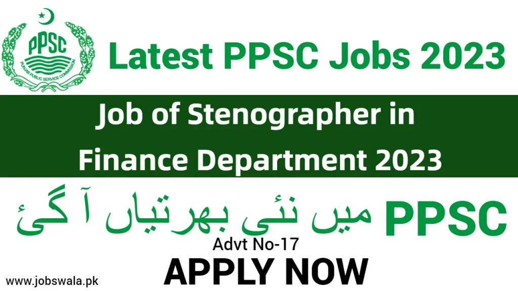 Job of Stenographer in Finance Department 2023