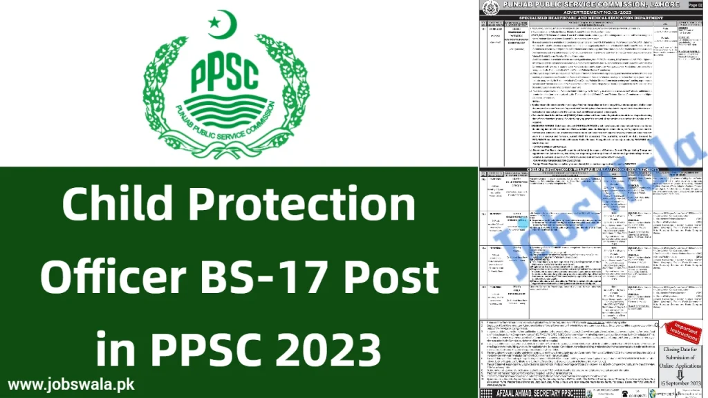 Child Protection Officer BS-17 Post in PPSC 2023