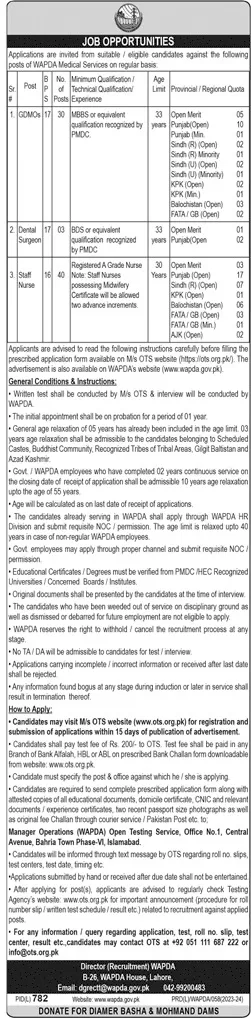Government Job Vacancies in WAPDA September 2023