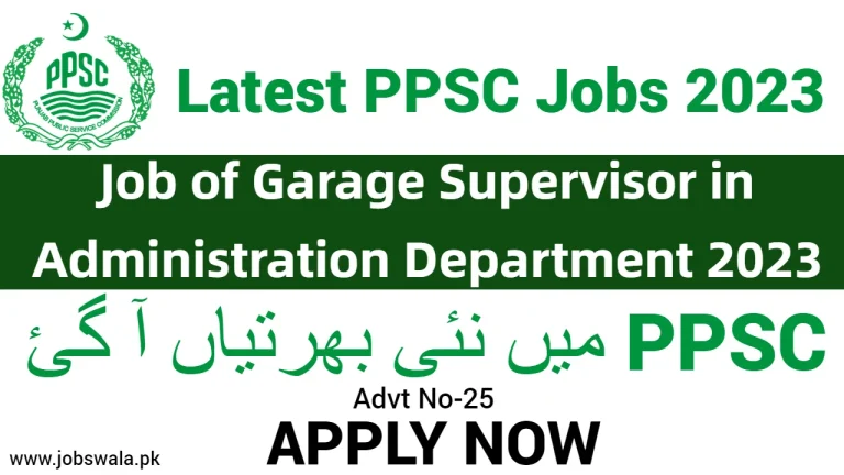 Job of Garage Supervisor in Administration Department