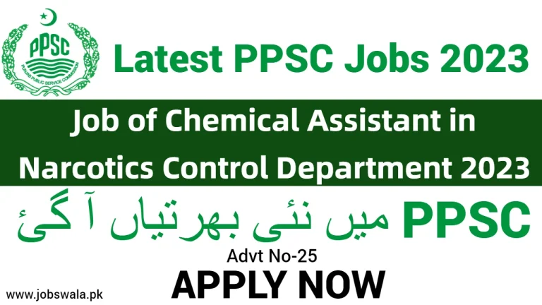 Job of Chemical Assistant in Narcotics Control Department 2023